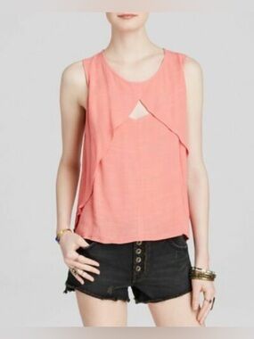 Free People Coral Flutter Tee NWT Size M